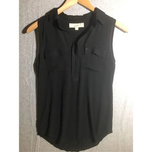 Womens Loft Tank Top Black V Neck Career Work Office Casual Closet Staple